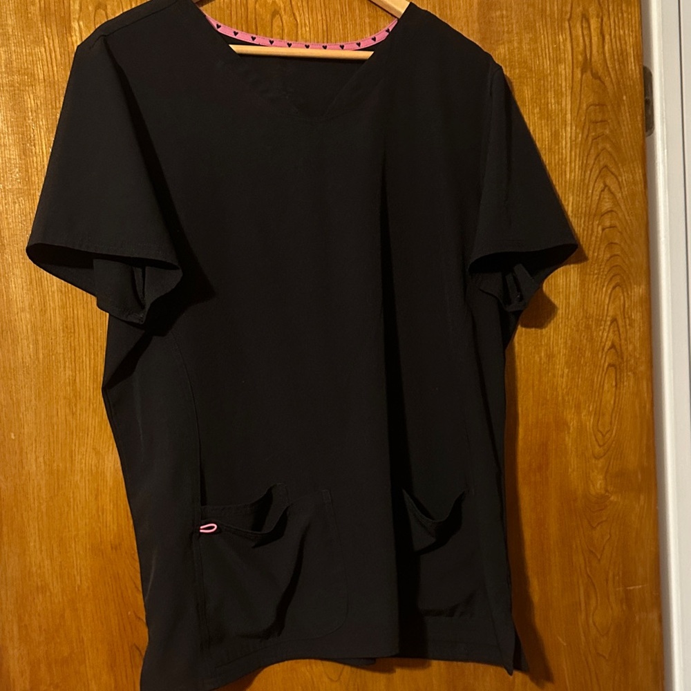 Heart Soul Black V-Neck Scrub Top